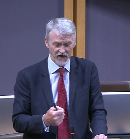 Huw Irranca-Davies SM, the Atlantic salmon Species Champion in Wales, speaking at the disappointingly attended debate.